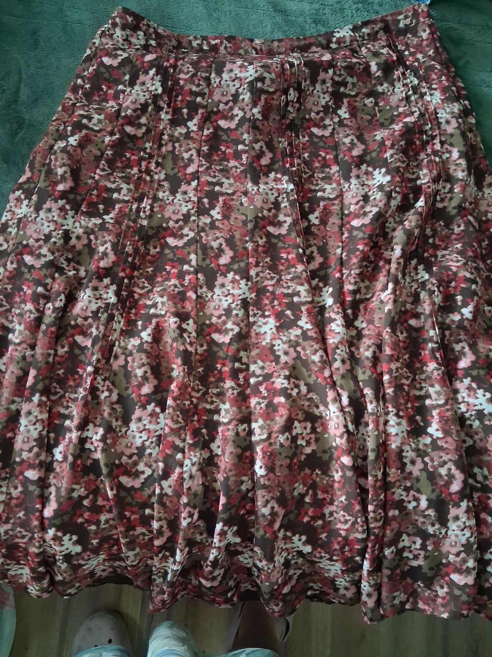 Christopher & Banks Floral A-Line Skirt Brown & Pink Size 16 Like New